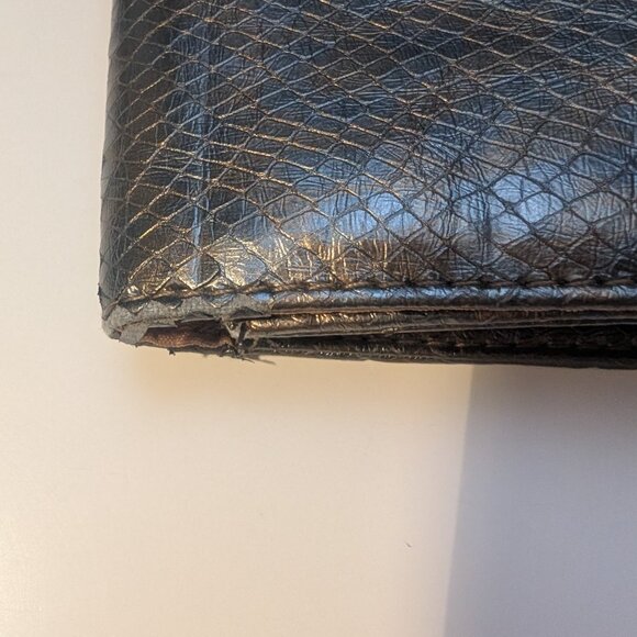 Iridescent Gray Rectangle Clutch Purse with Black Bow - Picture 7 of 8